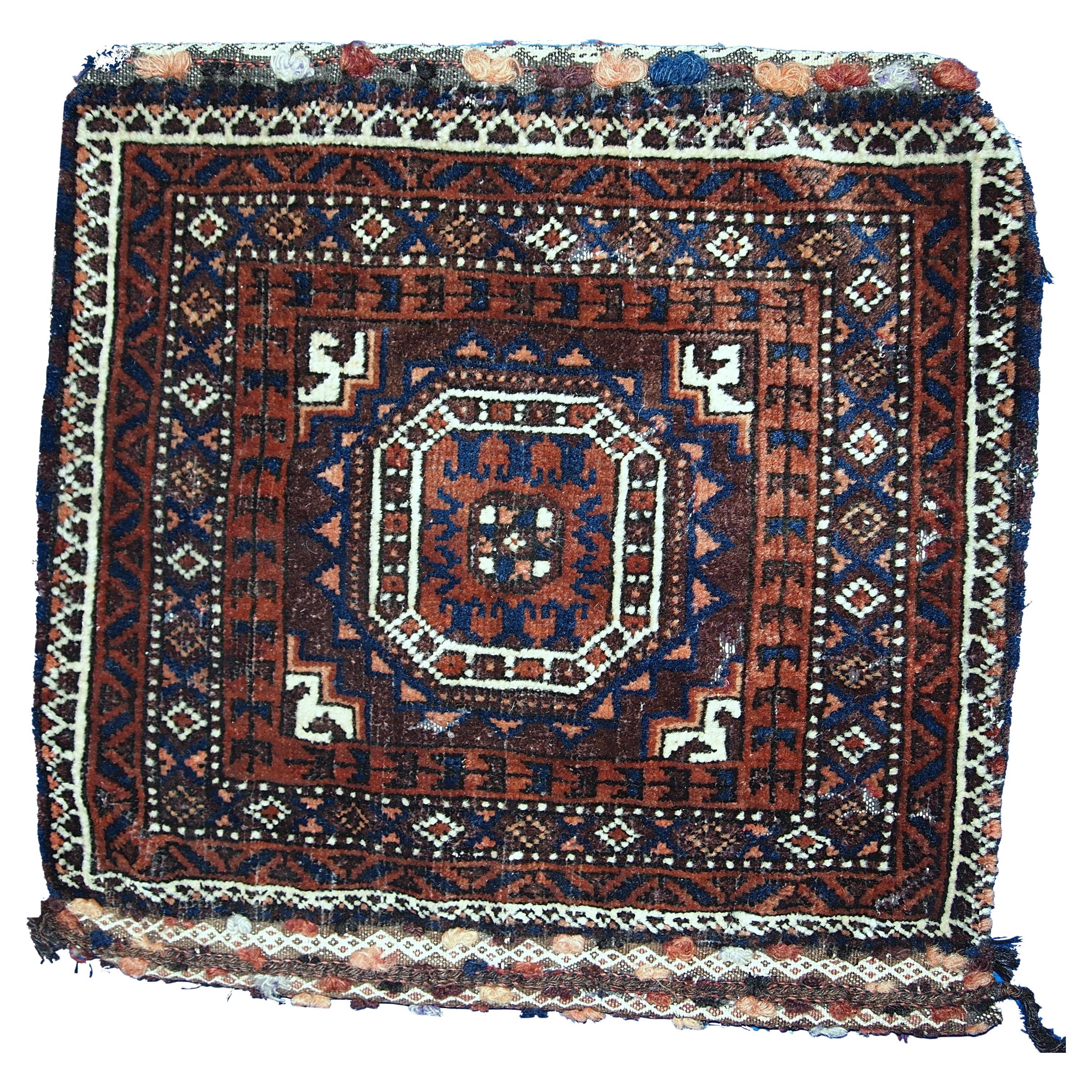 Handmade Antique Afghan Baluch Bag, 1900s, 1C384 For Sale