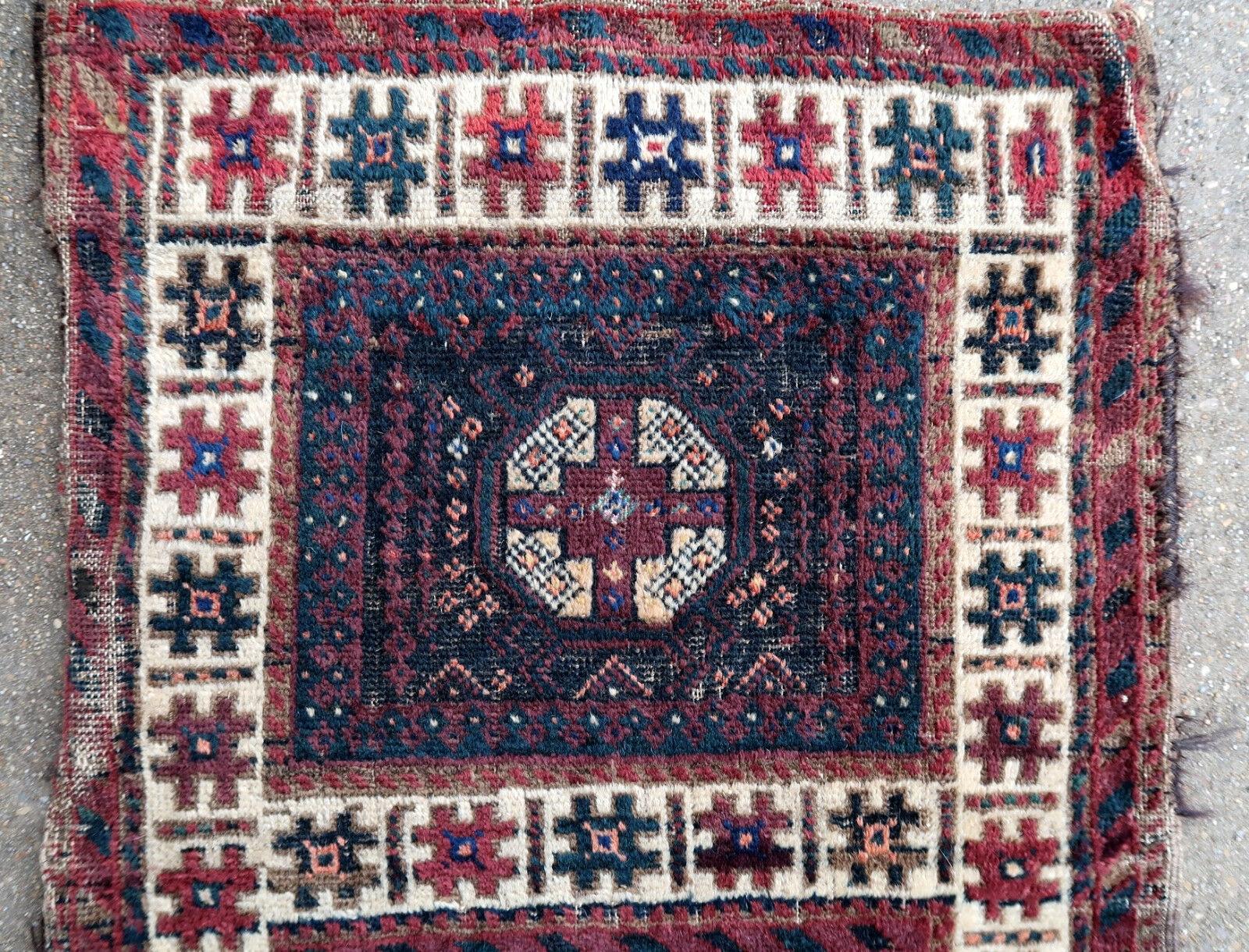 Hand-Knotted Handmade Antique Afghan Baluch Bag, 1900s, 1P33 For Sale