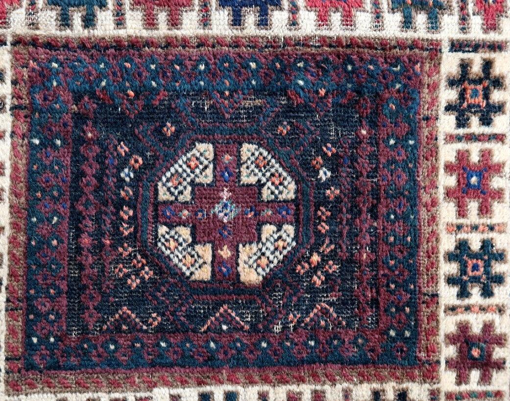 Handmade Antique Afghan Baluch Bag, 1900s, 1P33 In Fair Condition For Sale In Bordeaux, FR