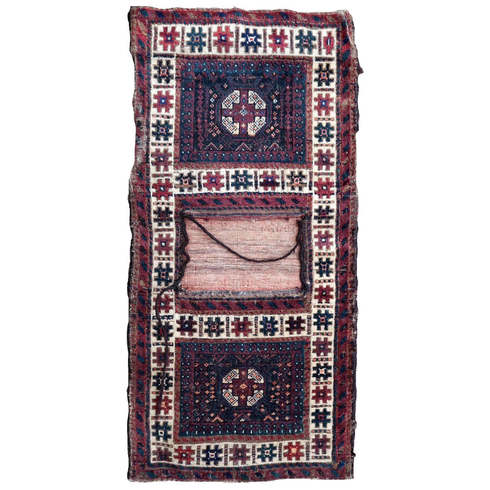 Sac baluchon afghan ancien fabriqué à la main, années 1900, 1P33
