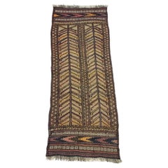 Tappeto da collezione afgano antico Baluch fatto a mano 1,7' x 4,6', 1900 - 1D135