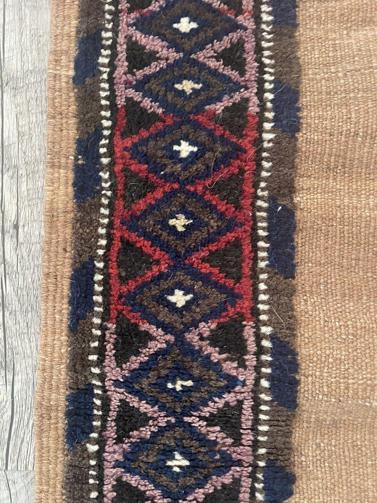 Wool Handmade Antique Afghan Baluch Collectible Rug 2.3' x 5', 1920s - 1N12 For Sale