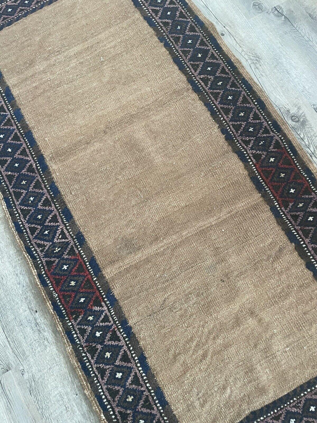 Handmade Antique Afghan Baluch Collectible Rug 2.3' x 5', 1920s - 1N12 For Sale 1