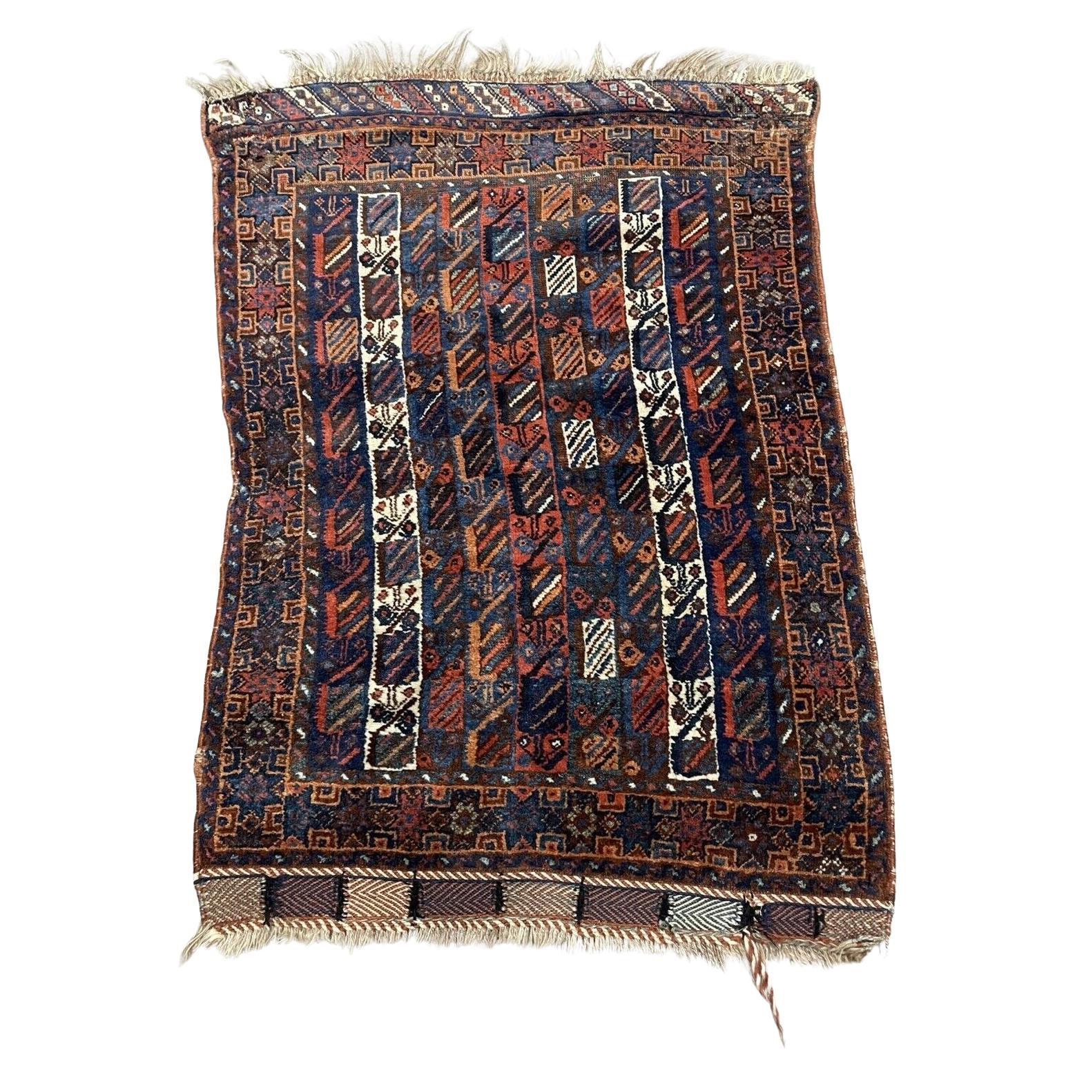Alfombra antigua afgana baluch de colección, hecha a mano, 2,7' x 3,5', década de 1910 - 1N94 en venta
