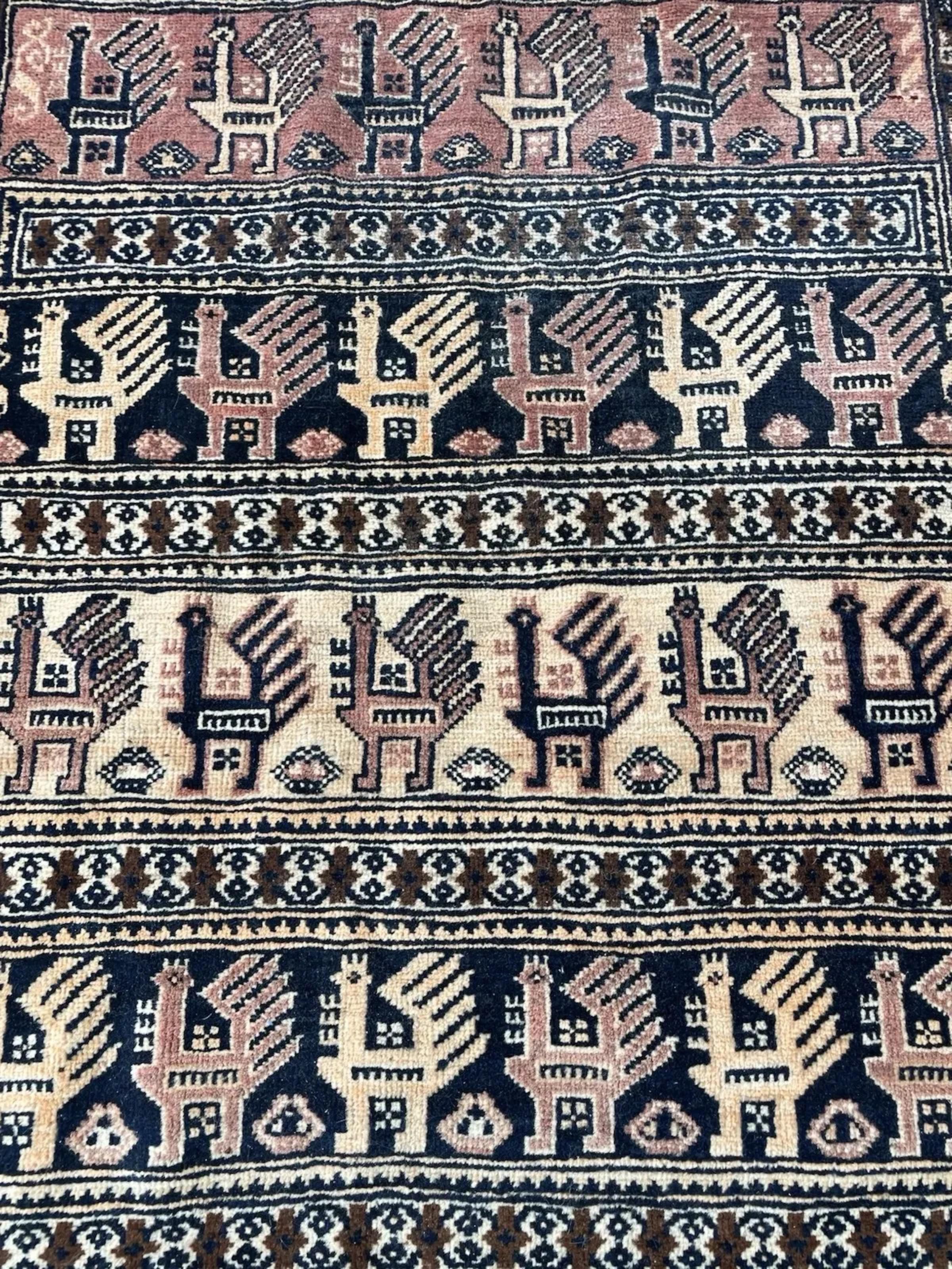 Noué à la main Ancien tapis de collection afghan Baluch fait main 3' x 4.6', 1920 - 1N123 en vente