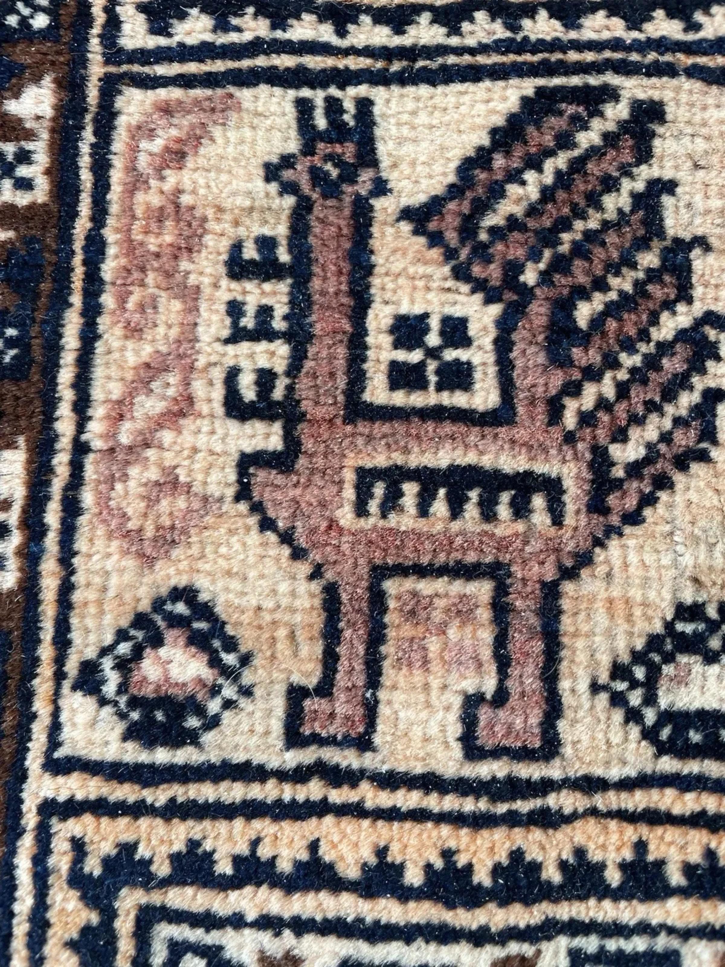 Ancien tapis de collection afghan Baluch fait main 3' x 4.6', 1920 - 1N123 Bon état - En vente à Bordeaux, FR
