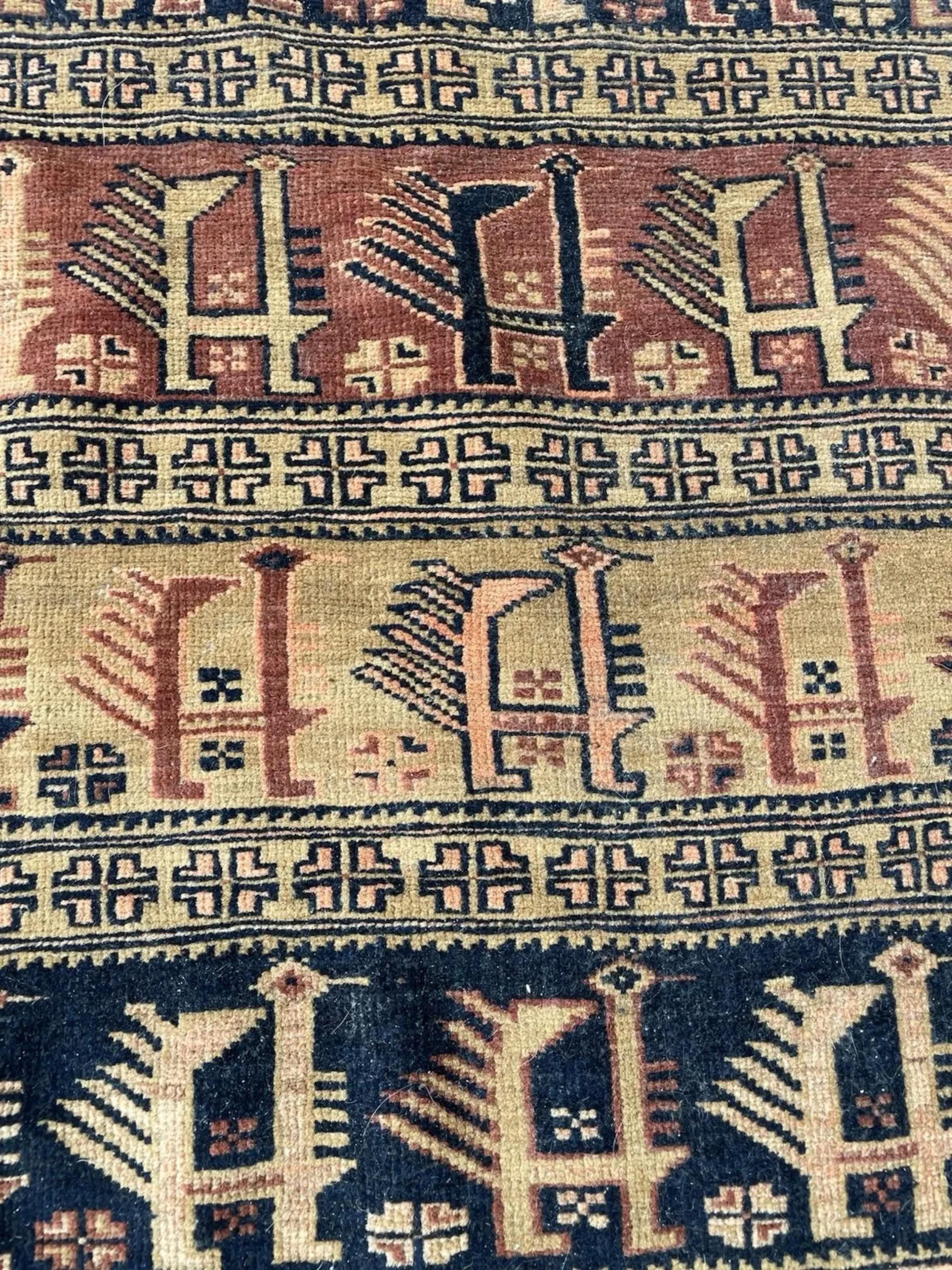 Annodato a mano Tappeto antico afghano da collezione Baluch fatto a mano 3' x 4,8', anni '20 - 1N122 in vendita