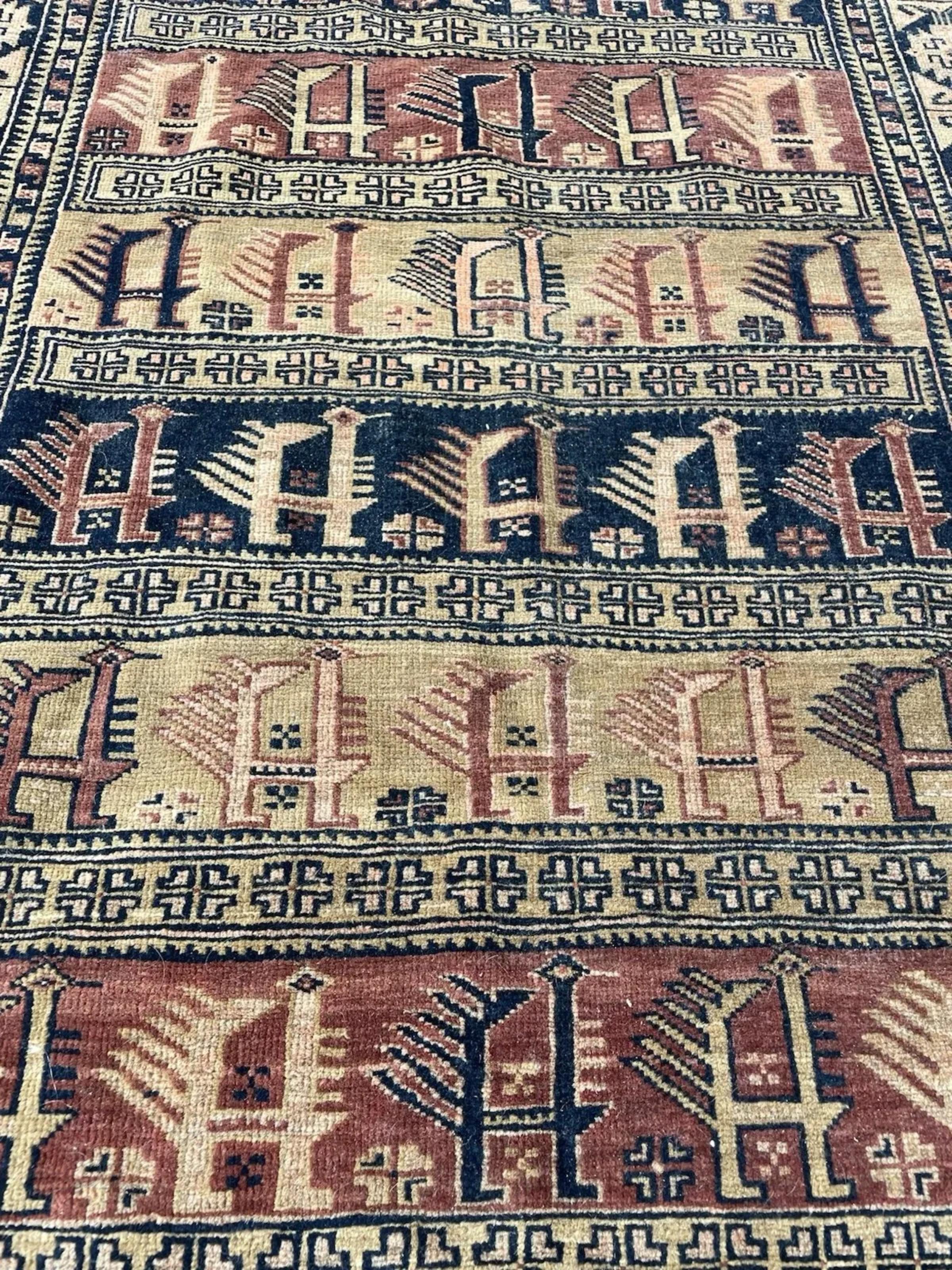 Inizio XX secolo Tappeto antico afghano da collezione Baluch fatto a mano 3' x 4,8', anni '20 - 1N122 in vendita