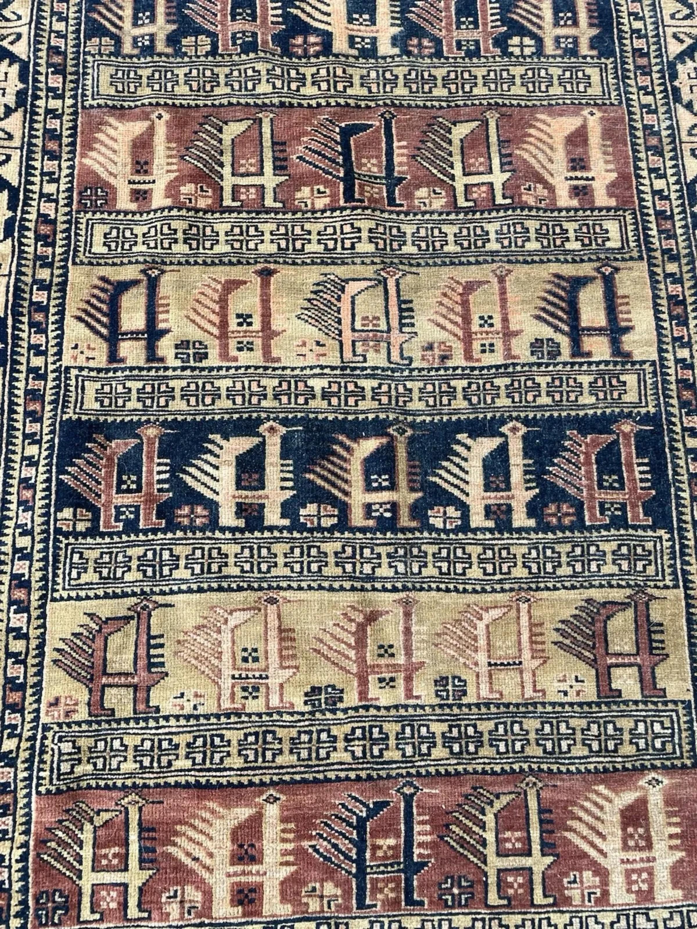 Lana Tappeto antico afghano da collezione Baluch fatto a mano 3' x 4,8', anni '20 - 1N122 in vendita