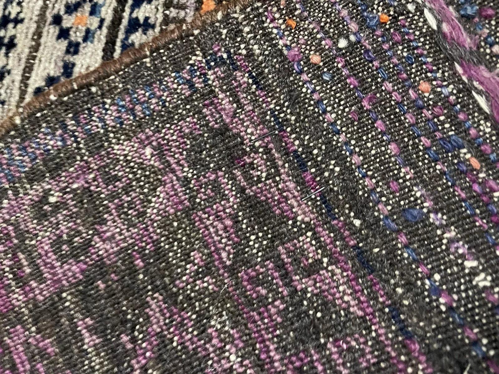 Annodato a mano Tappeto antico afghano Baluch da collezione fatto a mano 3,5' x 4,3' del 1880 - 1N80 in vendita
