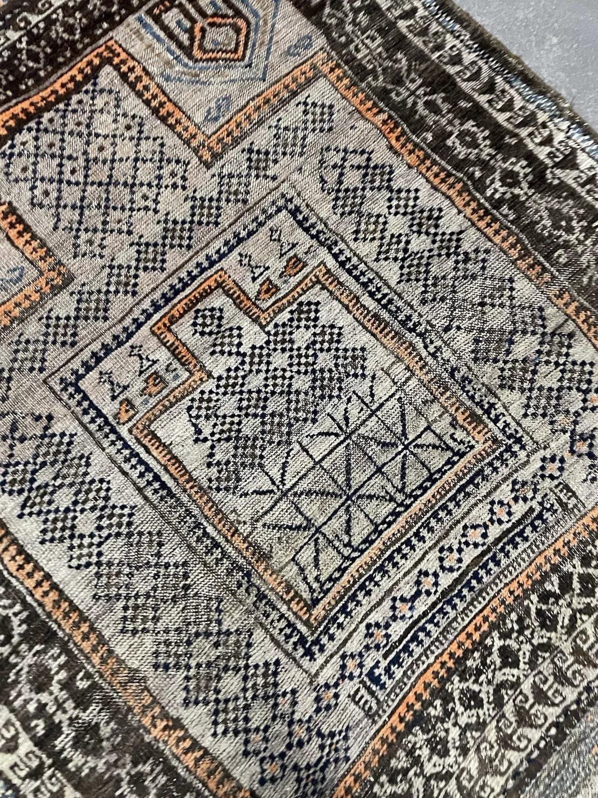 Fine XIX secolo Tappeto antico afghano Baluch da collezione fatto a mano 3,5' x 4,3' del 1880 - 1N80 in vendita