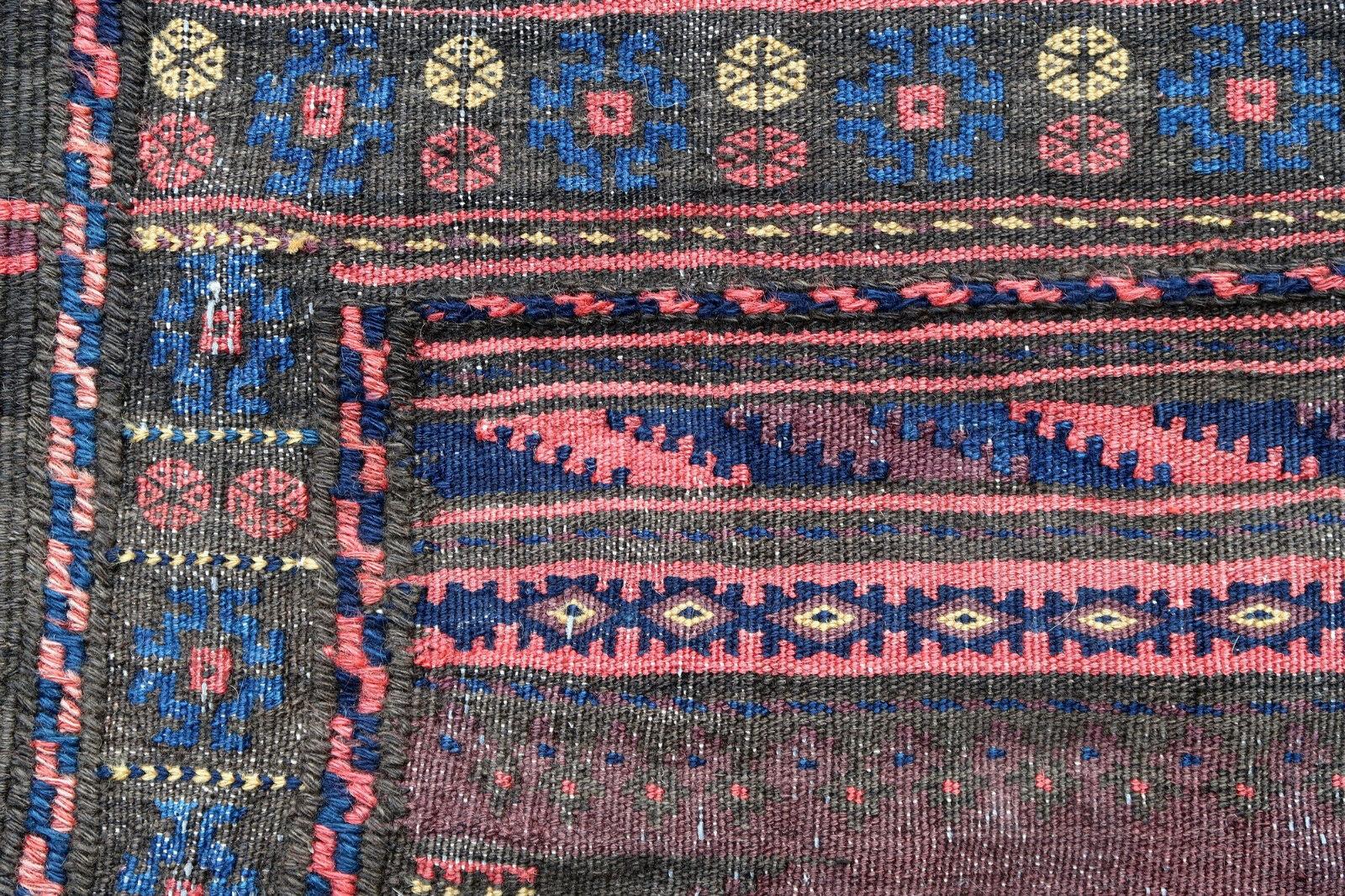 Hand-Knotted Handmade Antique Afghan Baluch Kilim, 1900s, 1P57