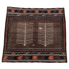 Tappeto antico afghano Baluch Kilim fatto a mano 3,5' x 3,9', 1900 - 1N28
