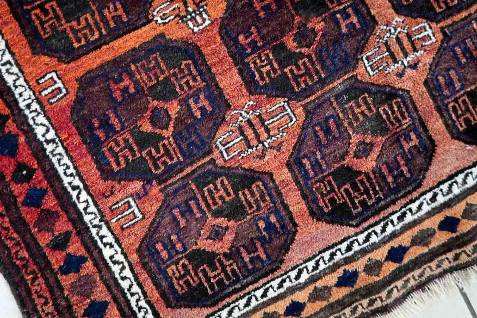 Handgefertigter antiker afghanischer Baluch-Teppich, 1900er Jahre, 1C1057 im Angebot 3