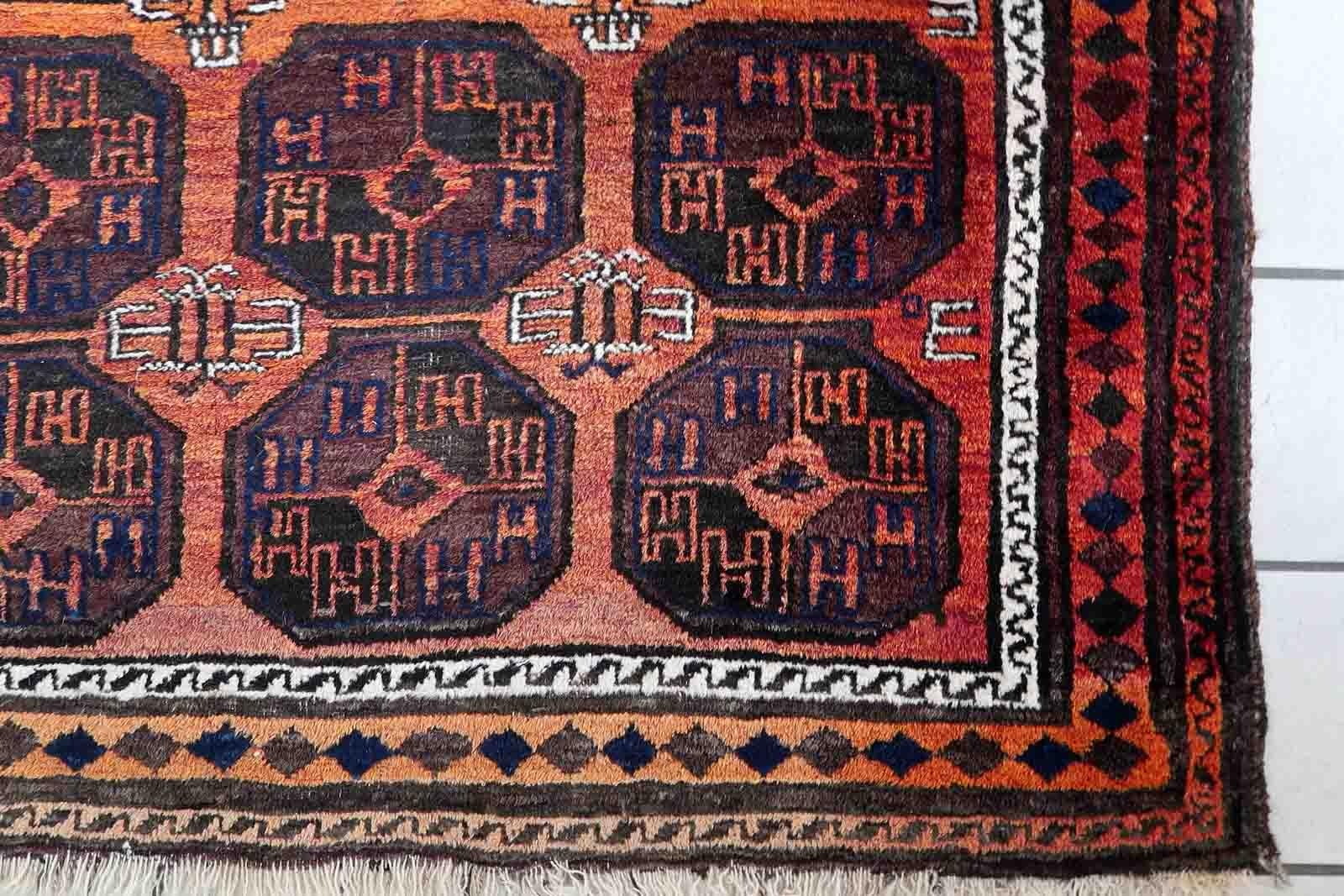 Handmade Antique Afghan Baluch Rug, 1900s, 1C1057 For Sale 5