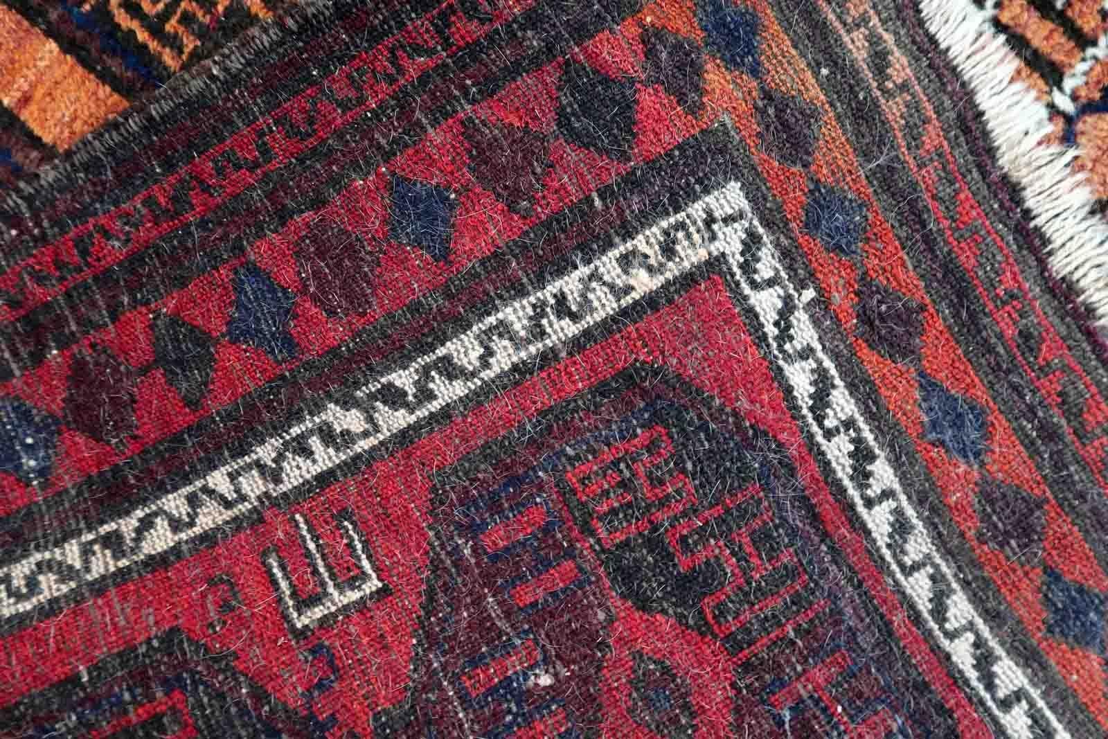 Hand-Knotted Handmade Antique Afghan Baluch Rug, 1900s, 1C1057 For Sale