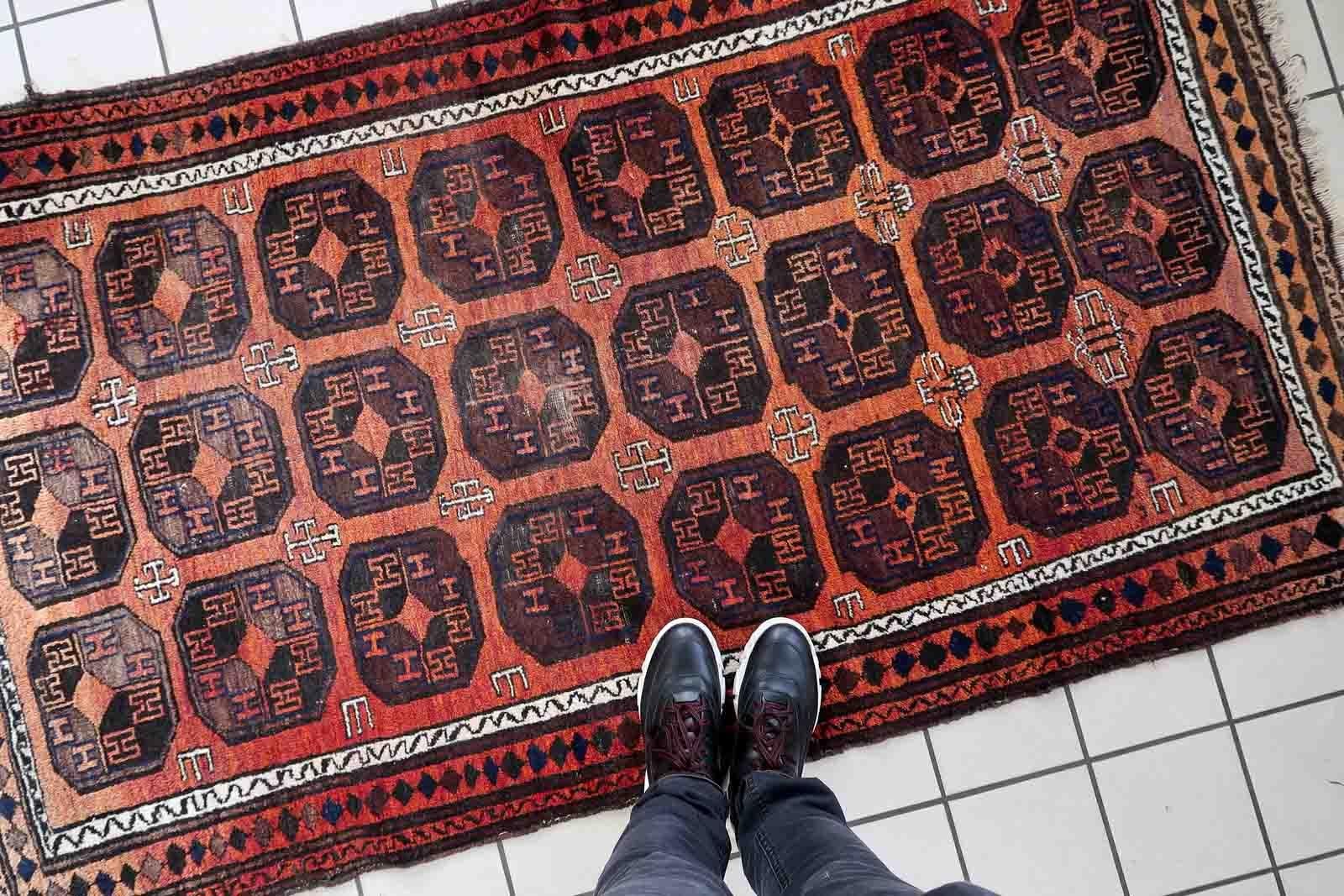 Handgefertigter antiker afghanischer Baluch-Teppich, 1900er Jahre, 1C1057 (Handgeknüpft) im Angebot