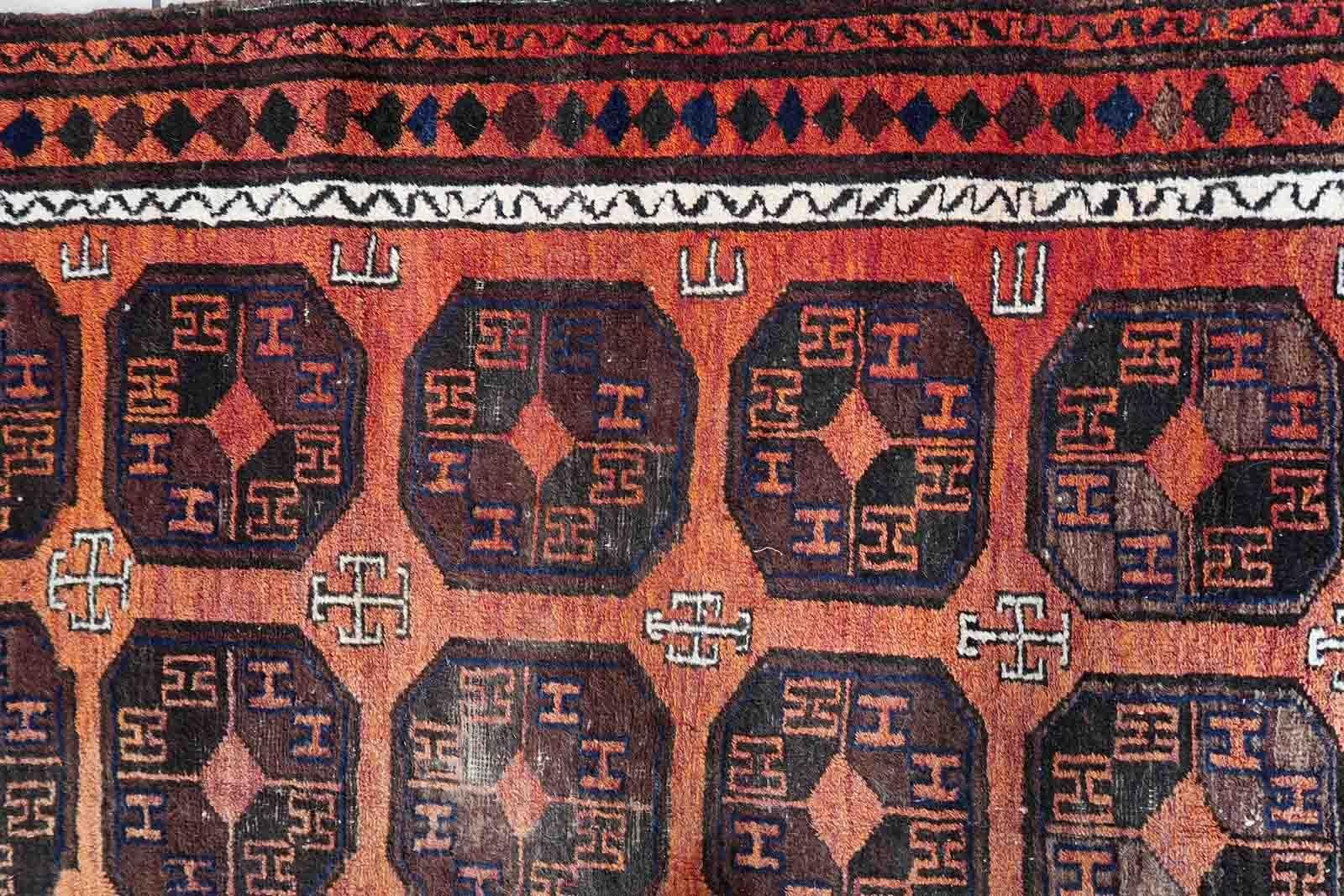 Handmade Antique Afghan Baluch Rug, 1900s, 1C1057 For Sale 1
