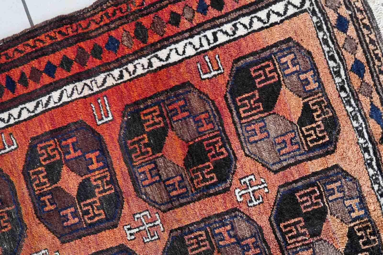Handgefertigter antiker afghanischer Baluch-Teppich, 1900er Jahre, 1C1057 im Angebot 1