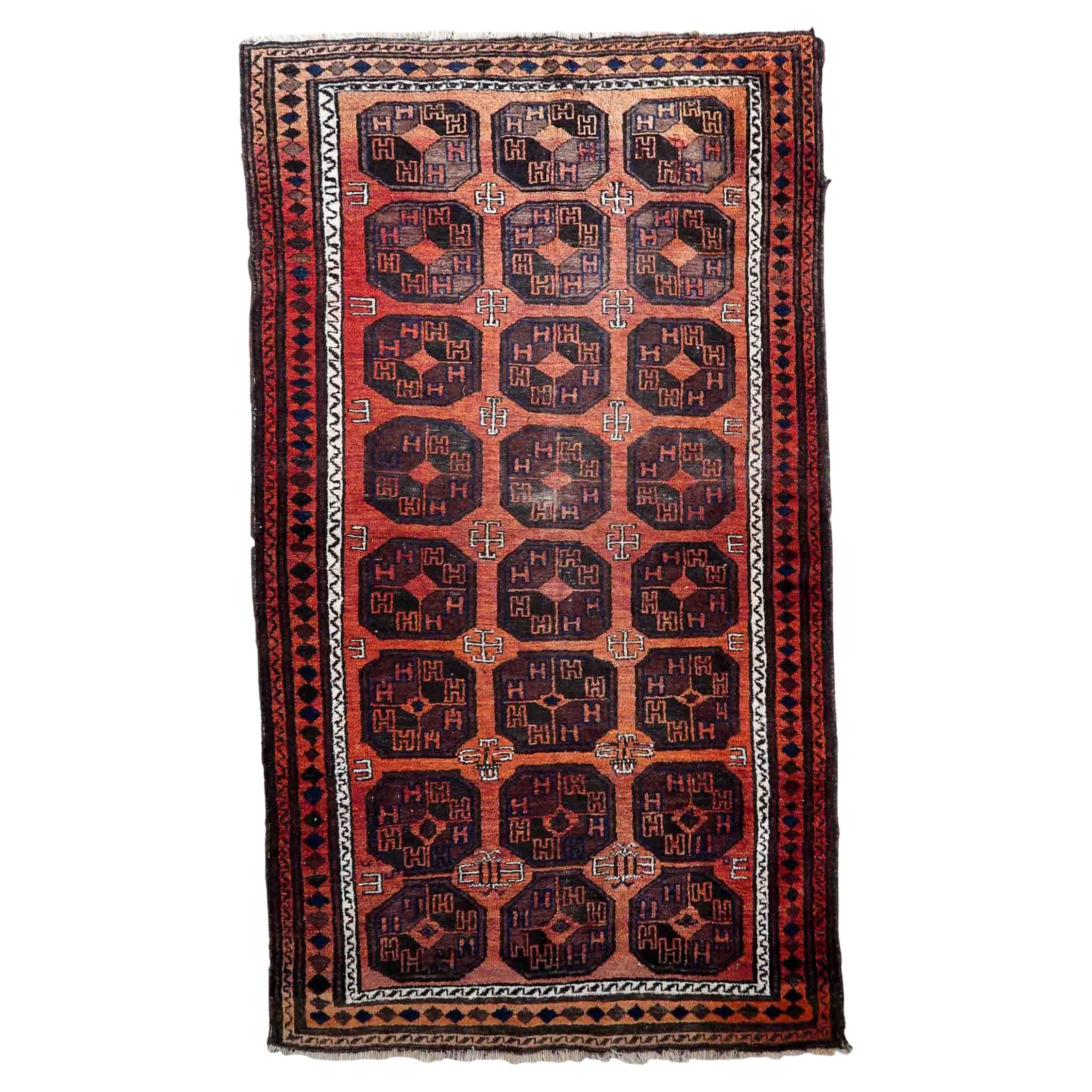 Handmade Antique Afghan Baluch Rug, 1900s, 1C1057