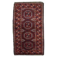 Tapis baluch afghan ancien fait à la main, années 1900, 1C357