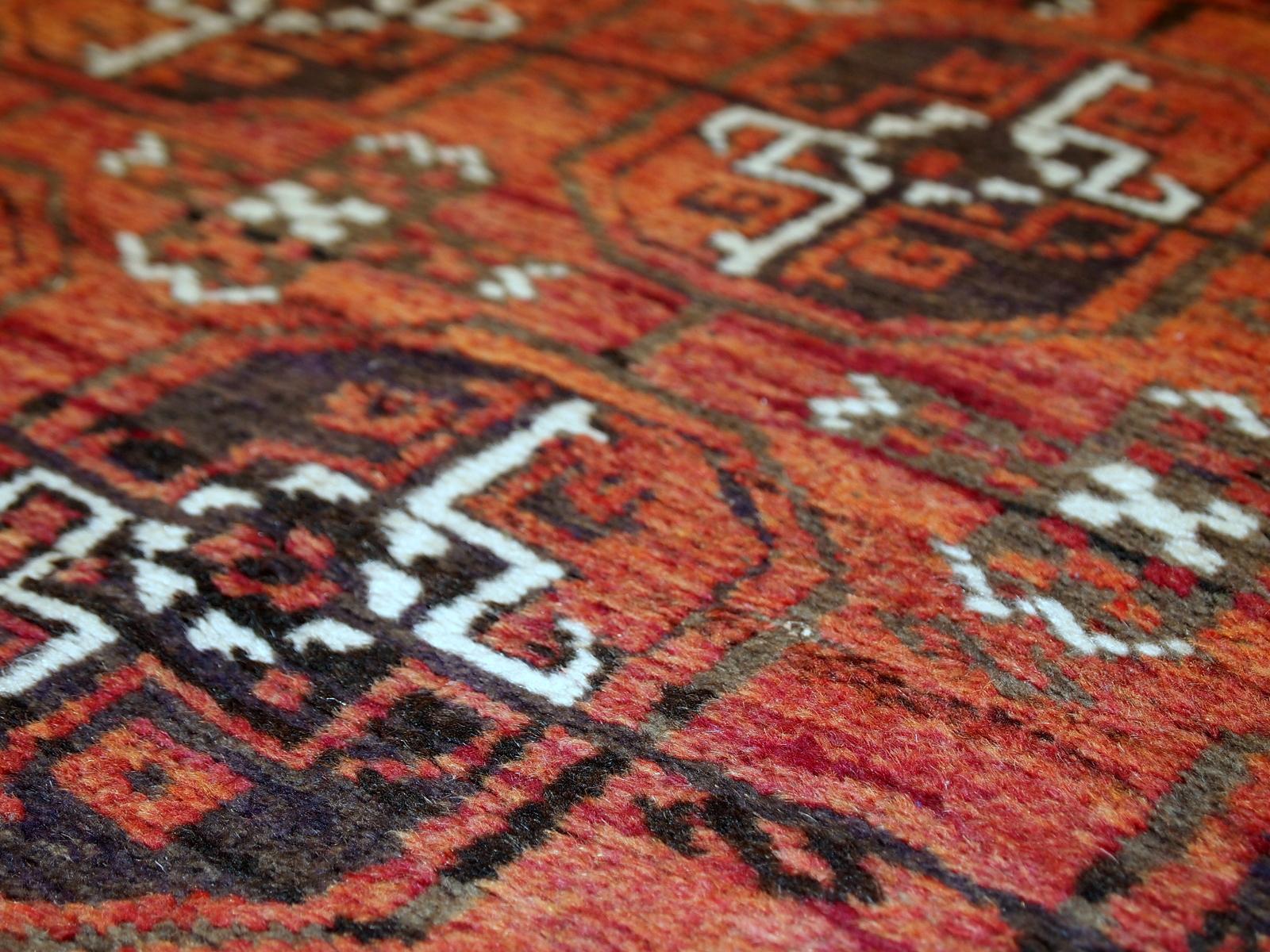 Hand-Knotted Handmade Antique Afghan Baluch Rug, 1900s, 1c381 For Sale