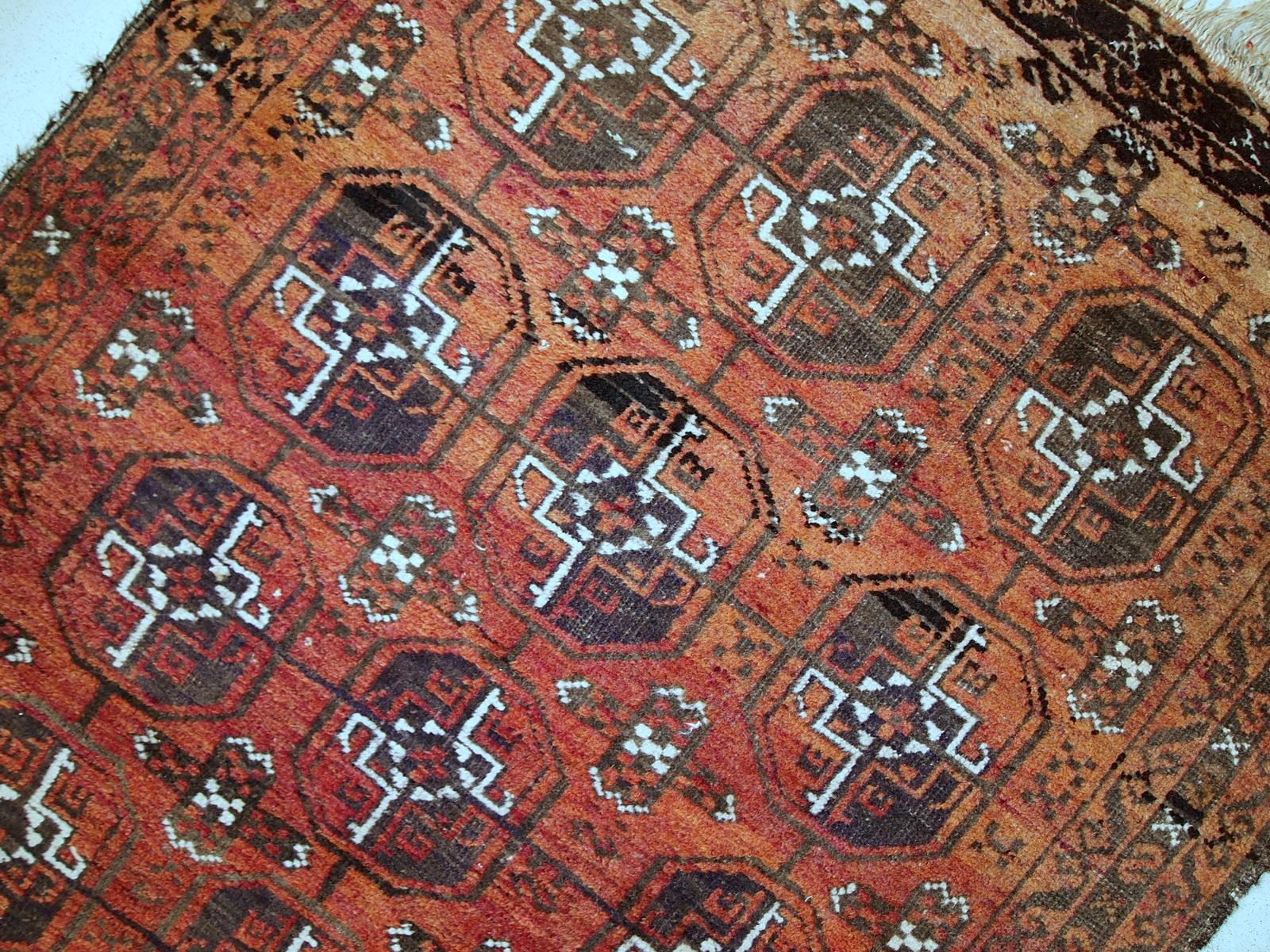 Wool Handmade Antique Afghan Baluch Rug, 1900s, 1c381 For Sale