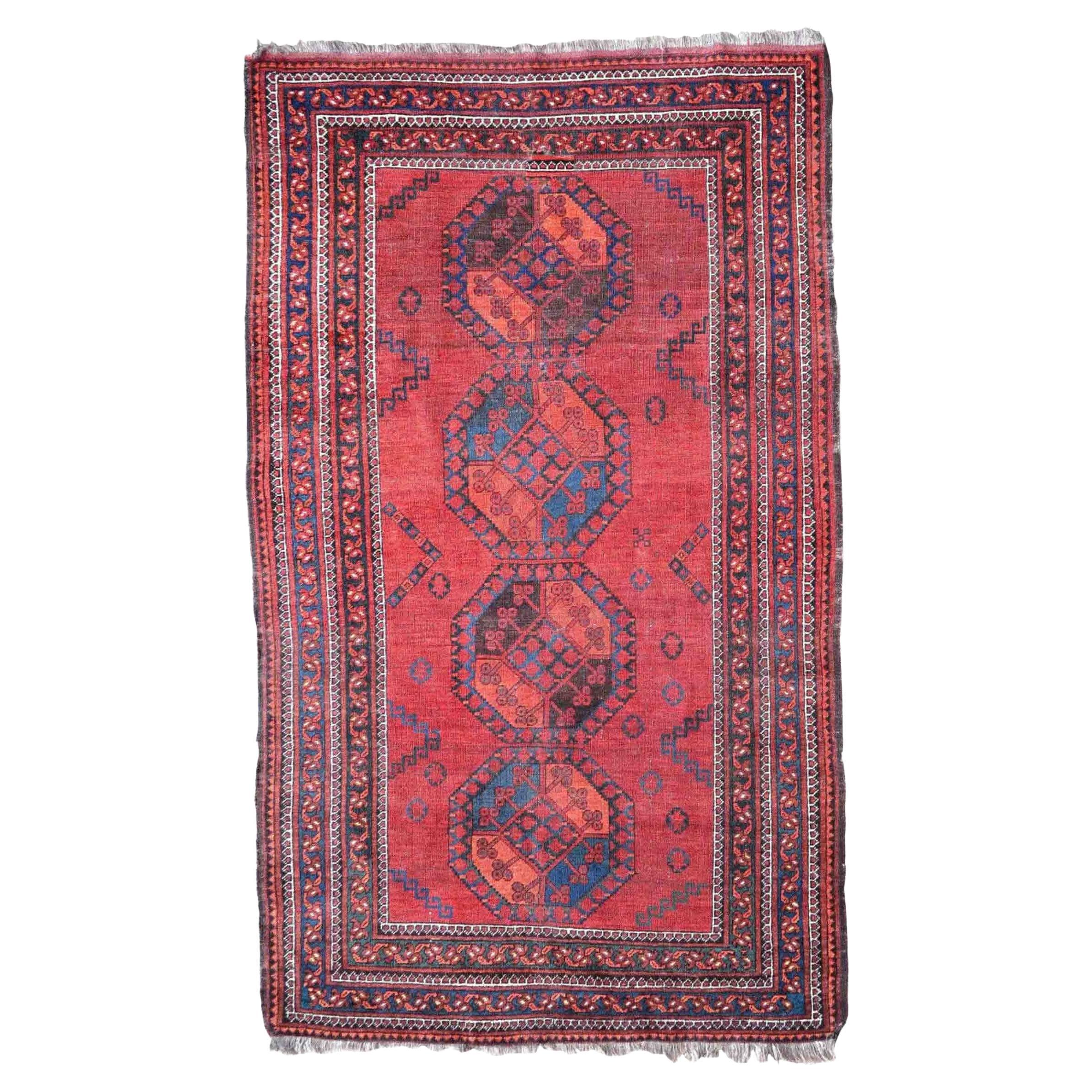Handmade Antique Afghan Baluch Rug, 1900s, 1p146 For Sale