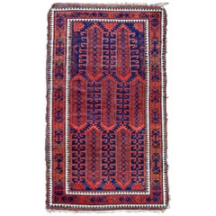 Handmade Antique Afghan Baluch Rug, 1900s, 1P29