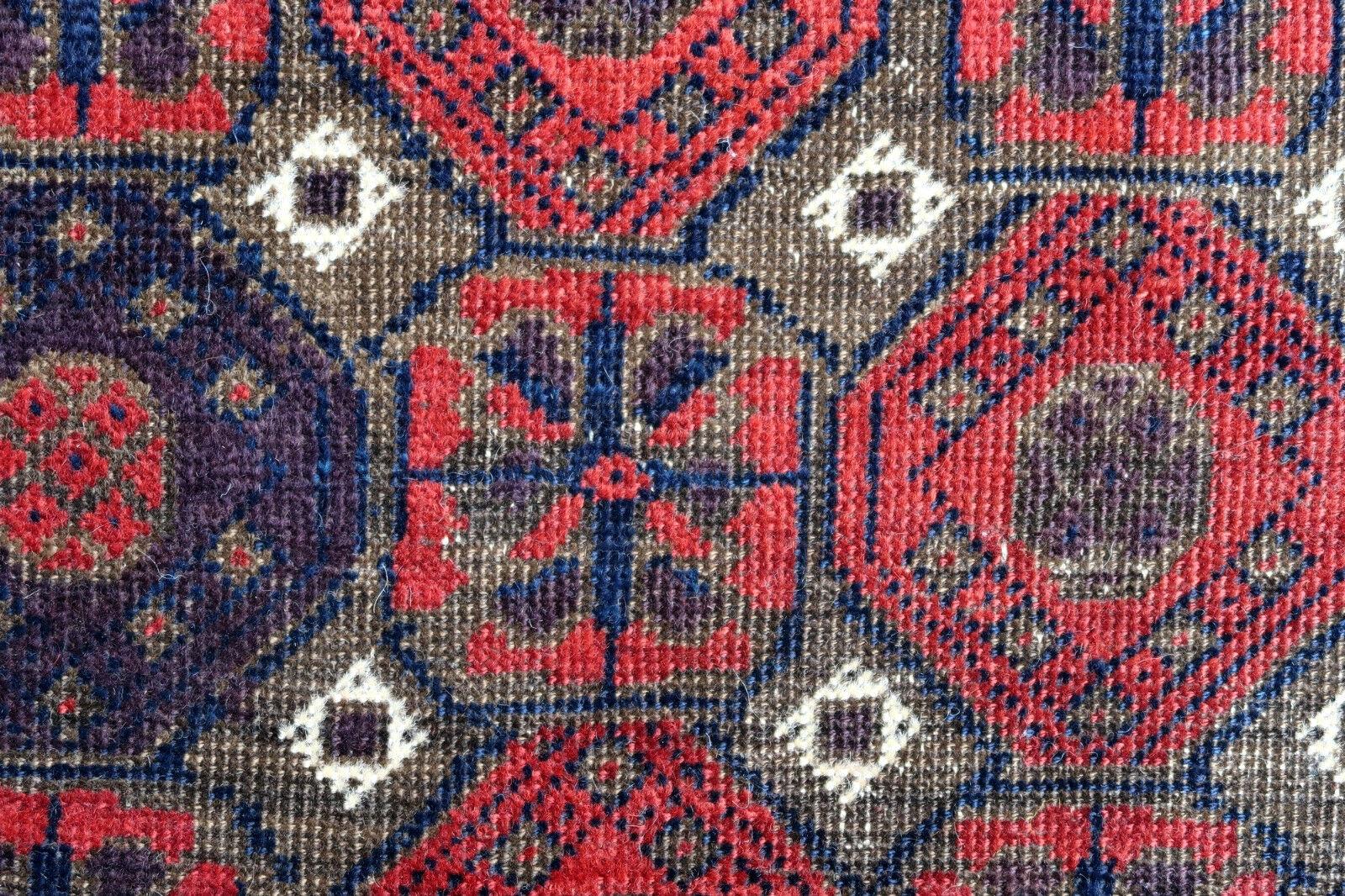 Hand-Knotted Handmade Antique Afghan Baluch Rug, 1900s, 1P77 For Sale