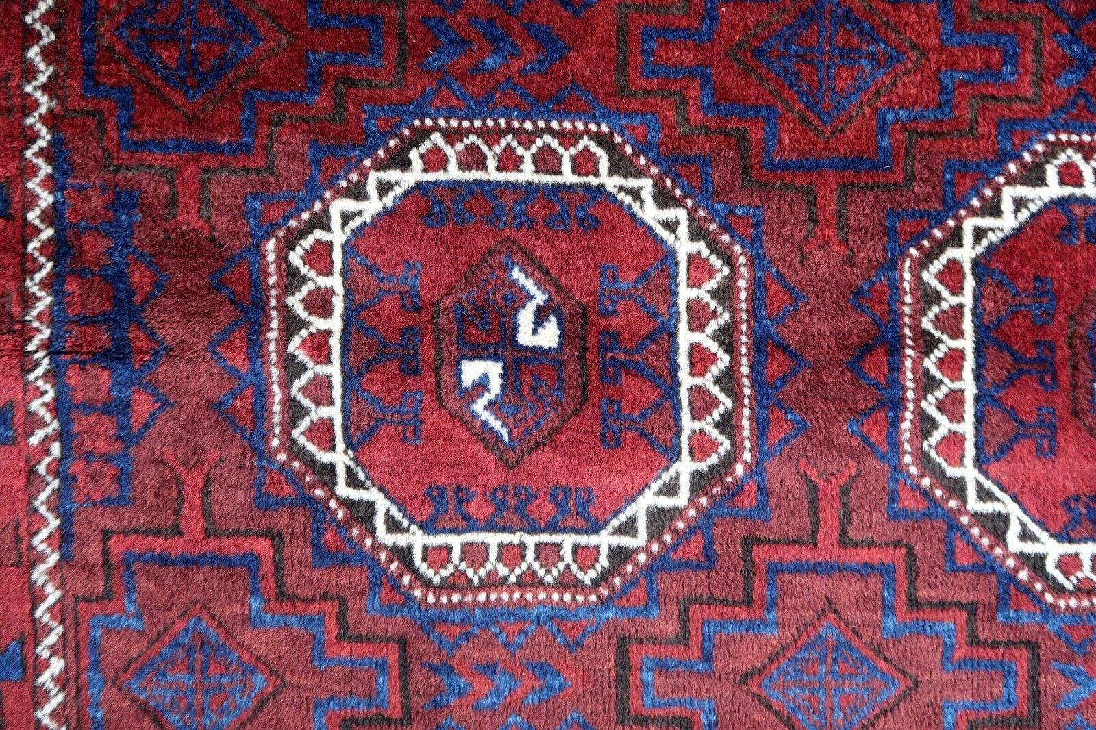 Early 20th Century Handmade Antique Afghan Baluch Rug, 1900s, 1P84 For Sale