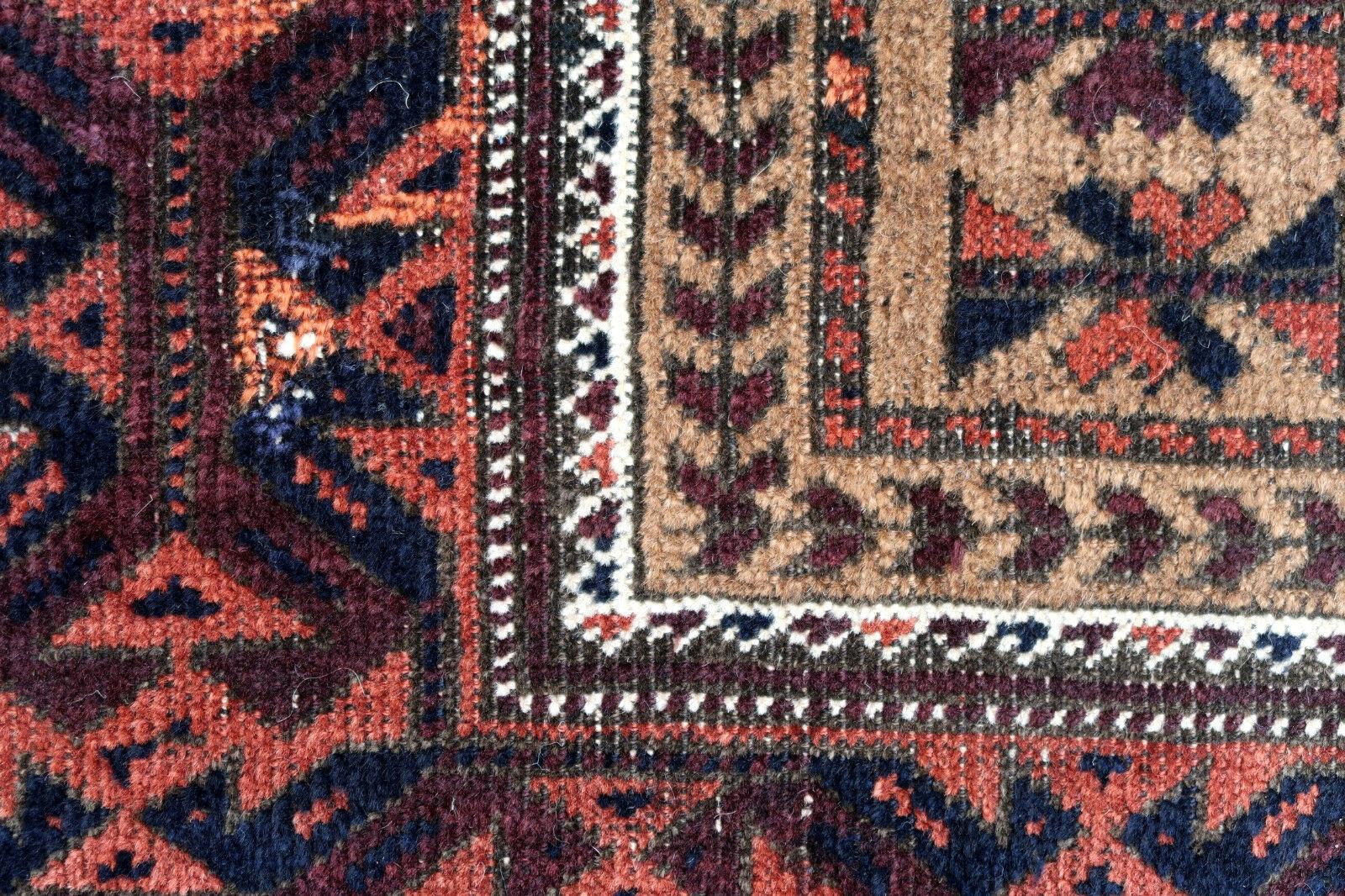 Hand-Knotted Handmade Antique Afghan Baluch Rug, 1900s, 1P92