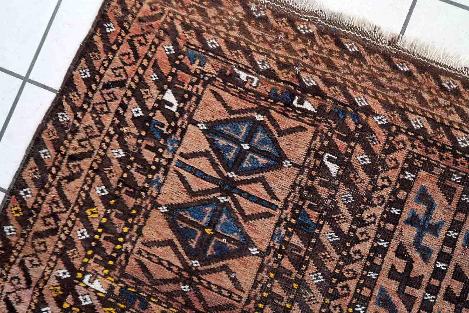 Handmade Antique Afghan Baluch Rug, 1910s, 1C1023 For Sale 4