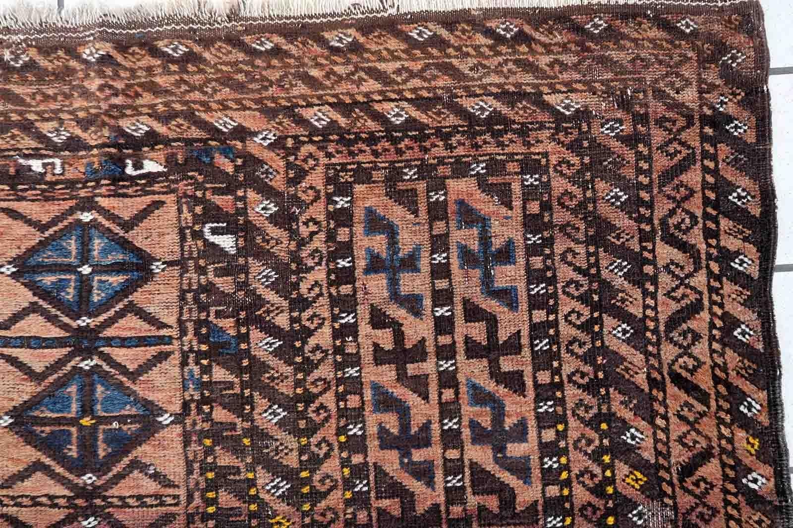 Handgefertigter antiker afghanischer Baluch-Teppich, 1910er Jahre, 1C1023 im Angebot 4
