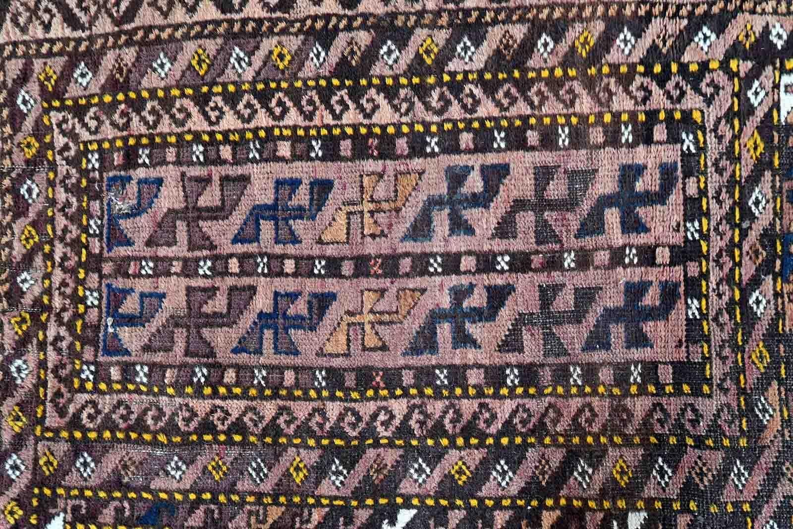 Handgefertigter antiker afghanischer Baluch-Teppich, 1910er Jahre, 1C1023 (Frühes 20. Jahrhundert) im Angebot