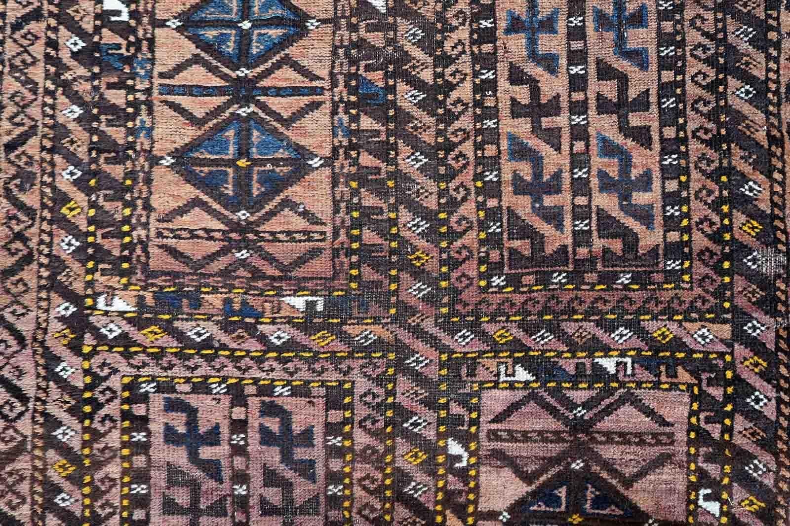 Handgefertigter antiker afghanischer Baluch-Teppich, 1910er Jahre, 1C1023 im Angebot 2