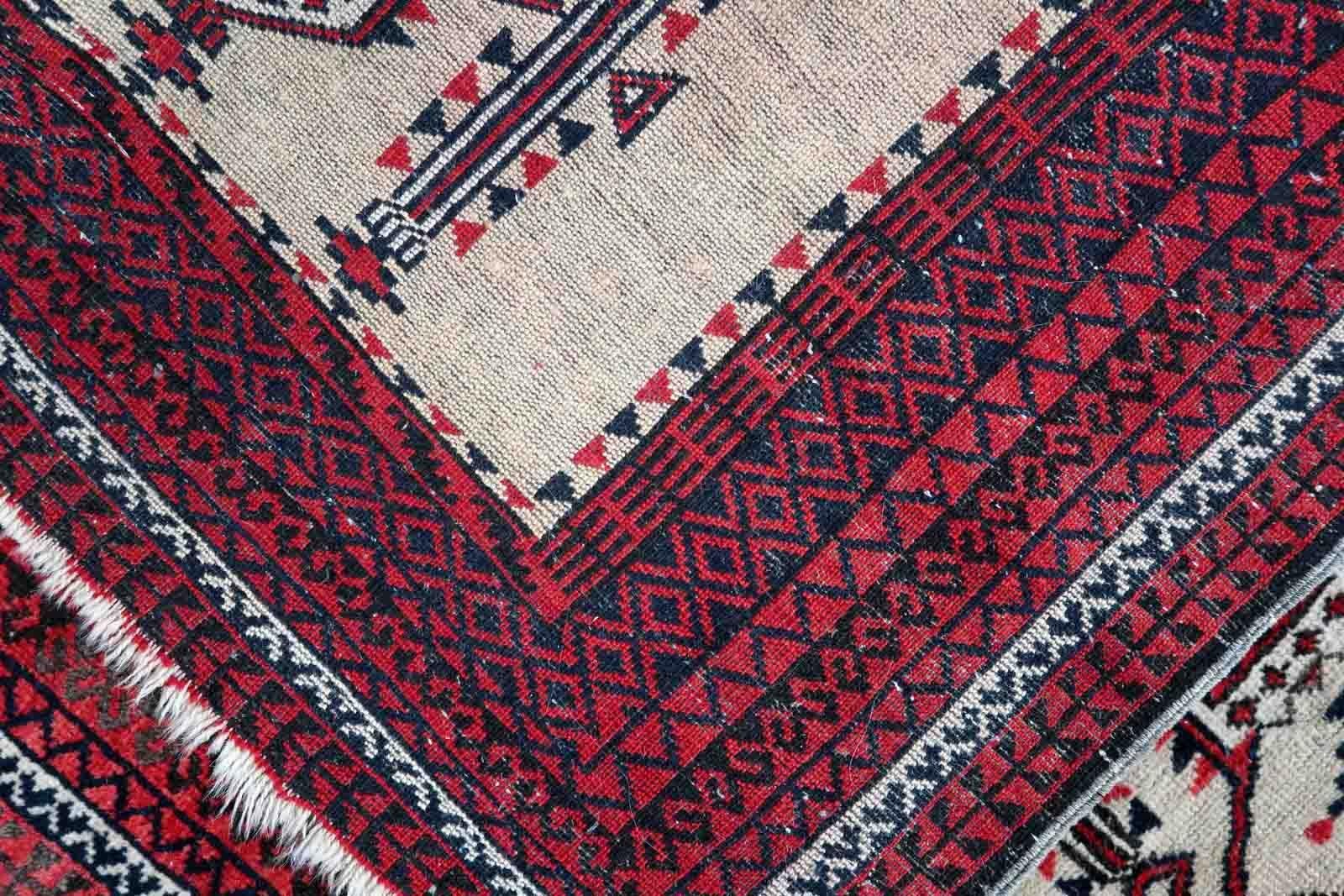 Early 20th Century Handmade Antique Afghan Baluch Rug, 1910s, 1C975 For Sale