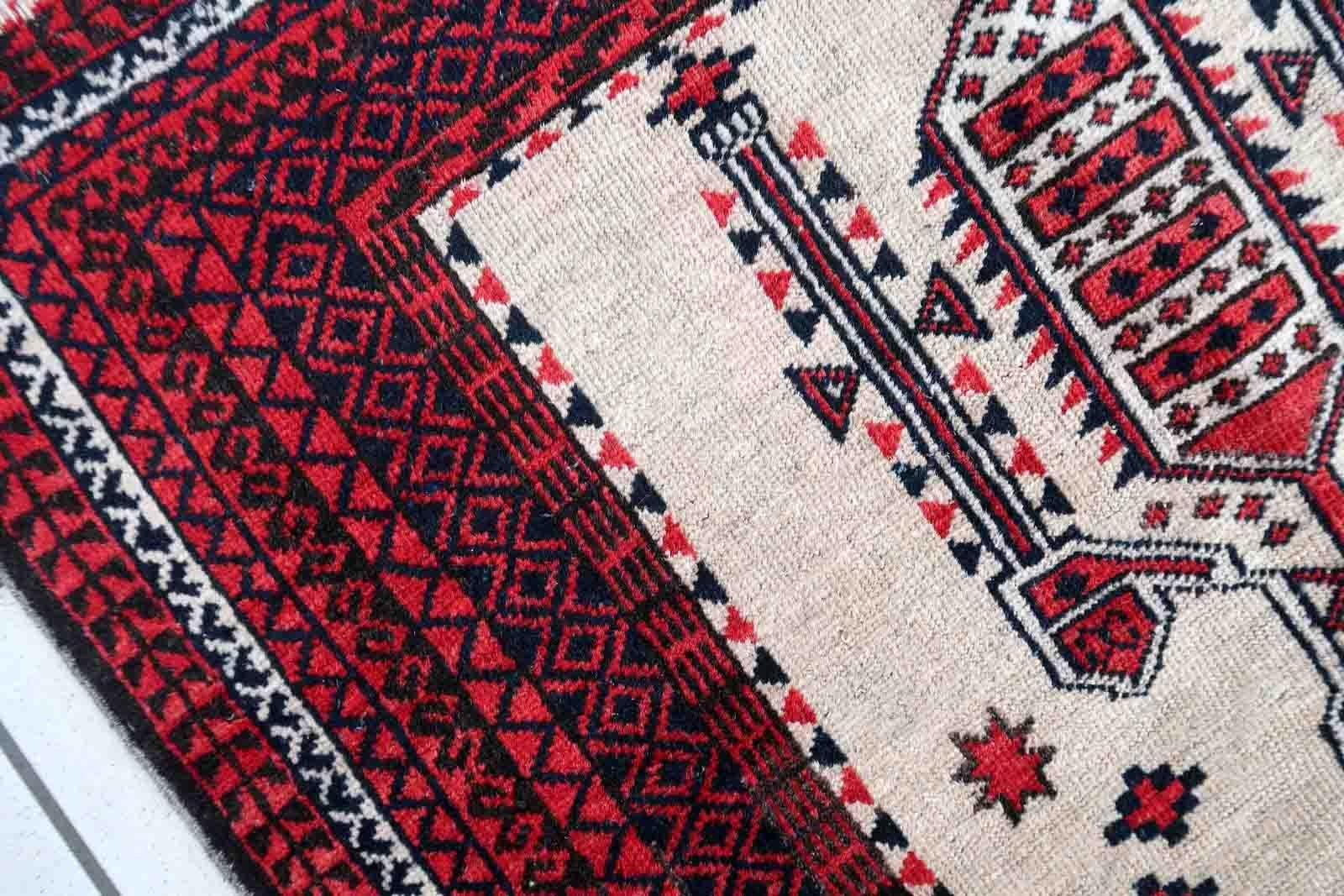 Handmade Antique Afghan Baluch Rug, 1910s, 1C975 For Sale 1