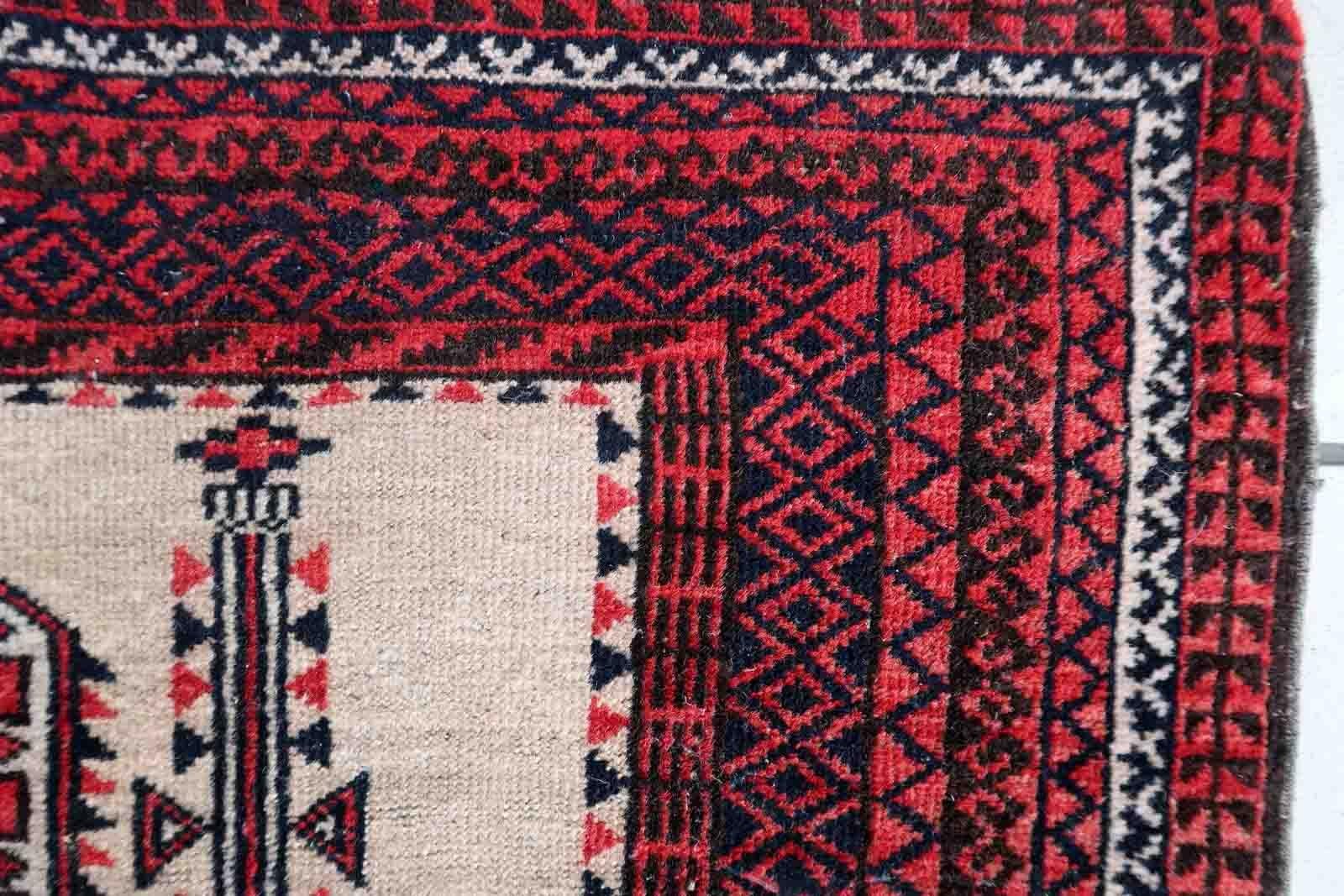 Handmade Antique Afghan Baluch Rug, 1910s, 1C975 For Sale 2