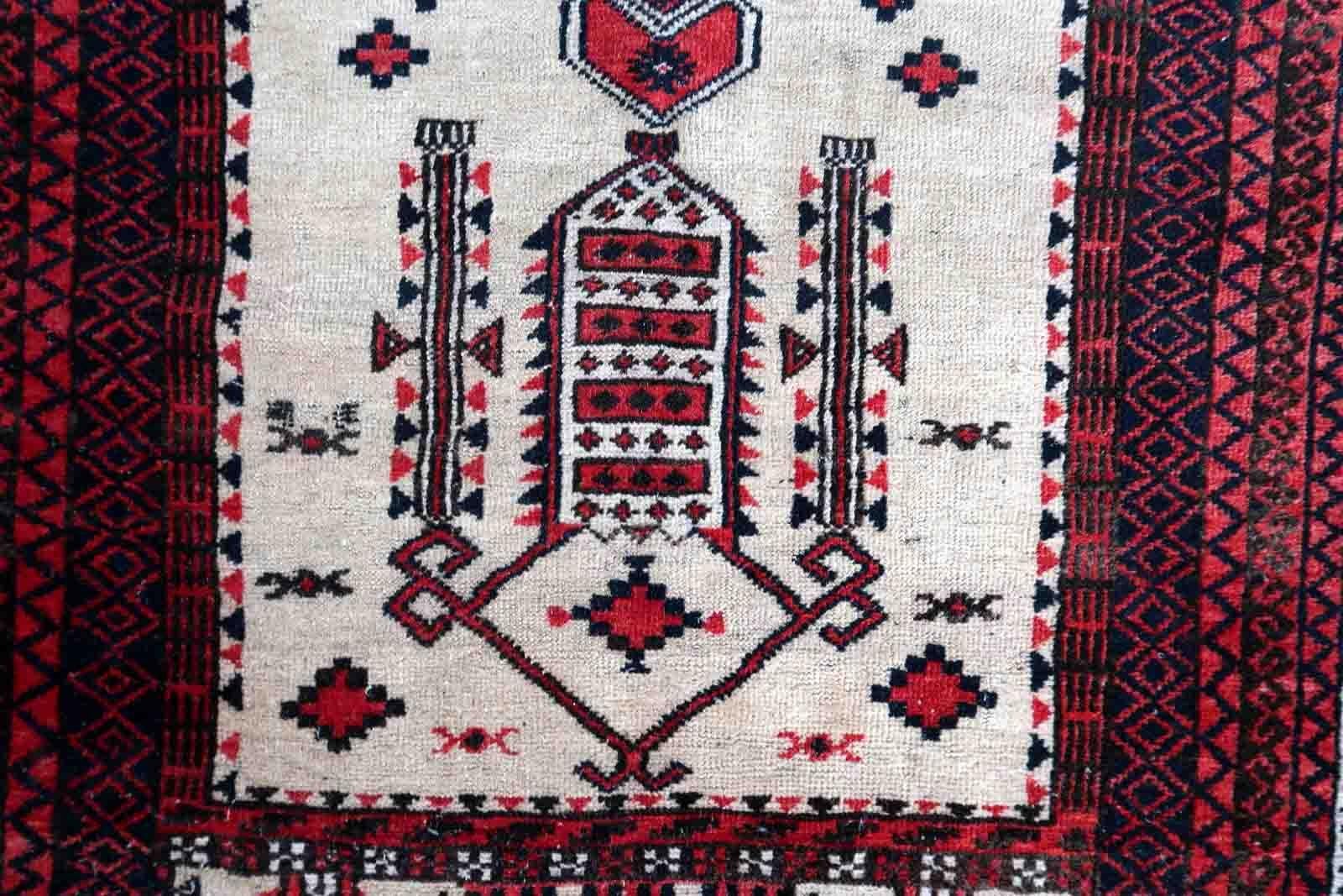 Handmade Antique Afghan Baluch Rug, 1910s, 1C975 For Sale 3