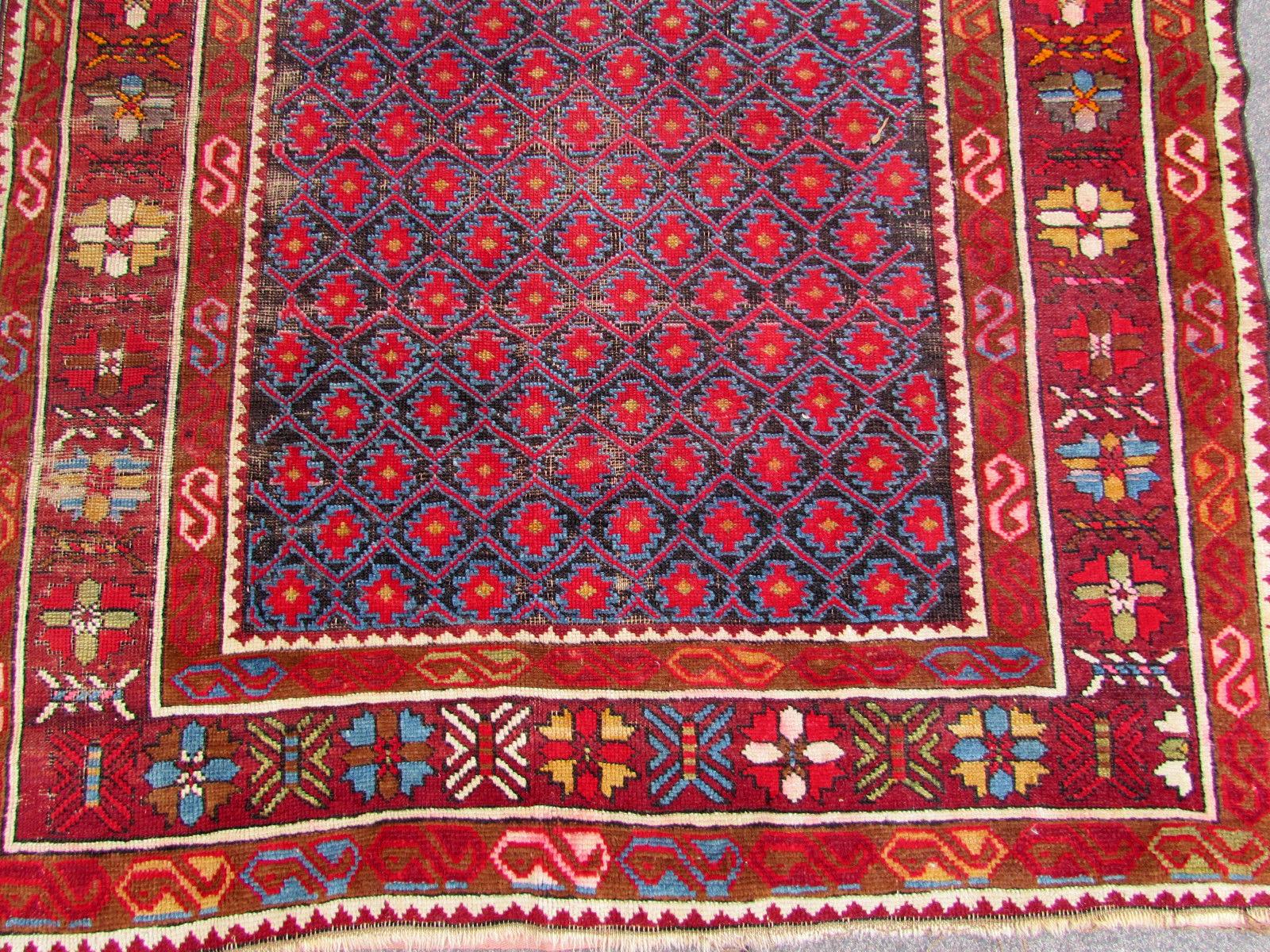 Hand-Knotted Handmade Antique Afghan Baluch Rug, 1910s, 1Q0081