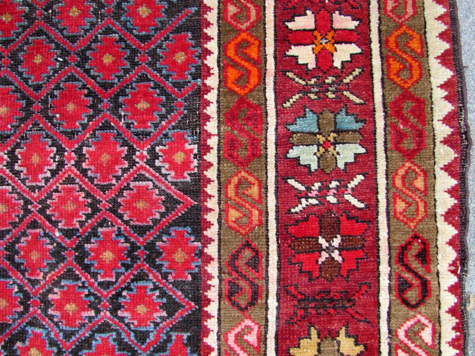 Wool Handmade Antique Afghan Baluch Rug, 1910s, 1Q0081