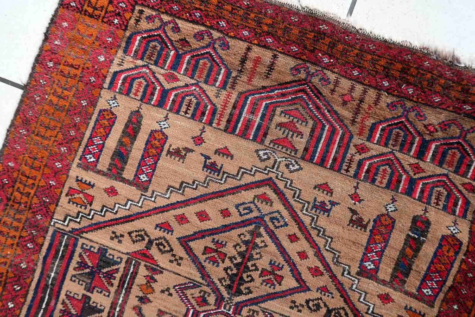 Handmade Antique Afghan Baluch Rug, 1920s, 1C1049 For Sale 5