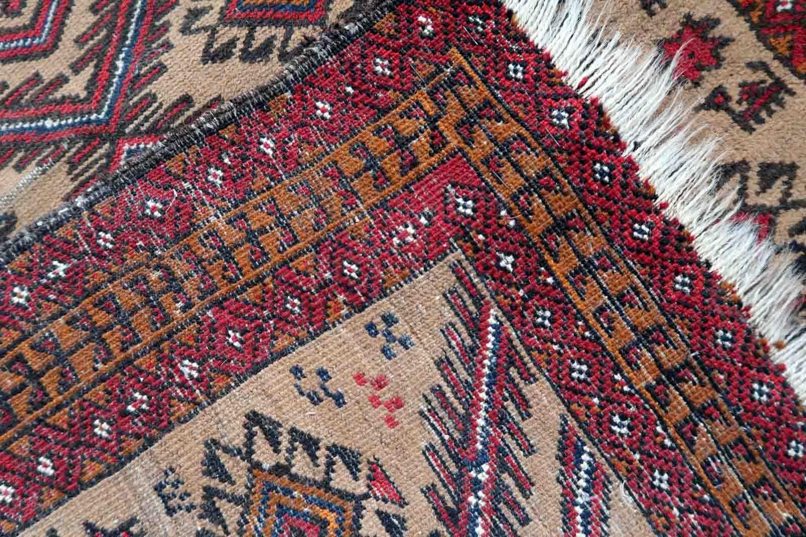 Hand-Knotted Handmade Antique Afghan Baluch Rug, 1920s, 1C1049 For Sale