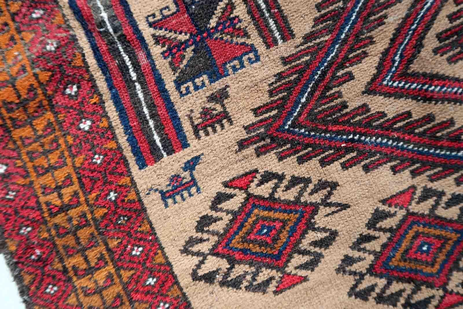 Wool Handmade Antique Afghan Baluch Rug, 1920s, 1C1049 For Sale
