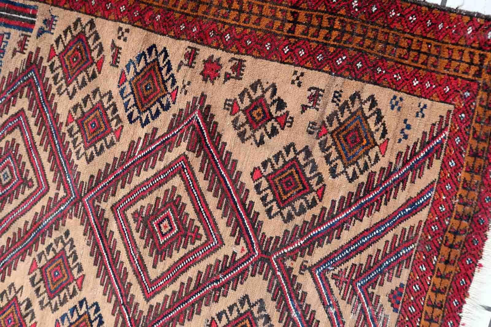 Handmade Antique Afghan Baluch Rug, 1920s, 1C1049 For Sale 1