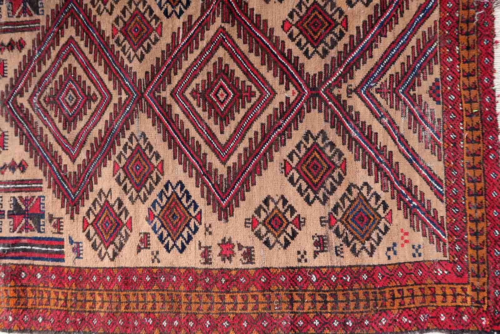 Handmade Antique Afghan Baluch Rug, 1920s, 1C1049 For Sale 2
