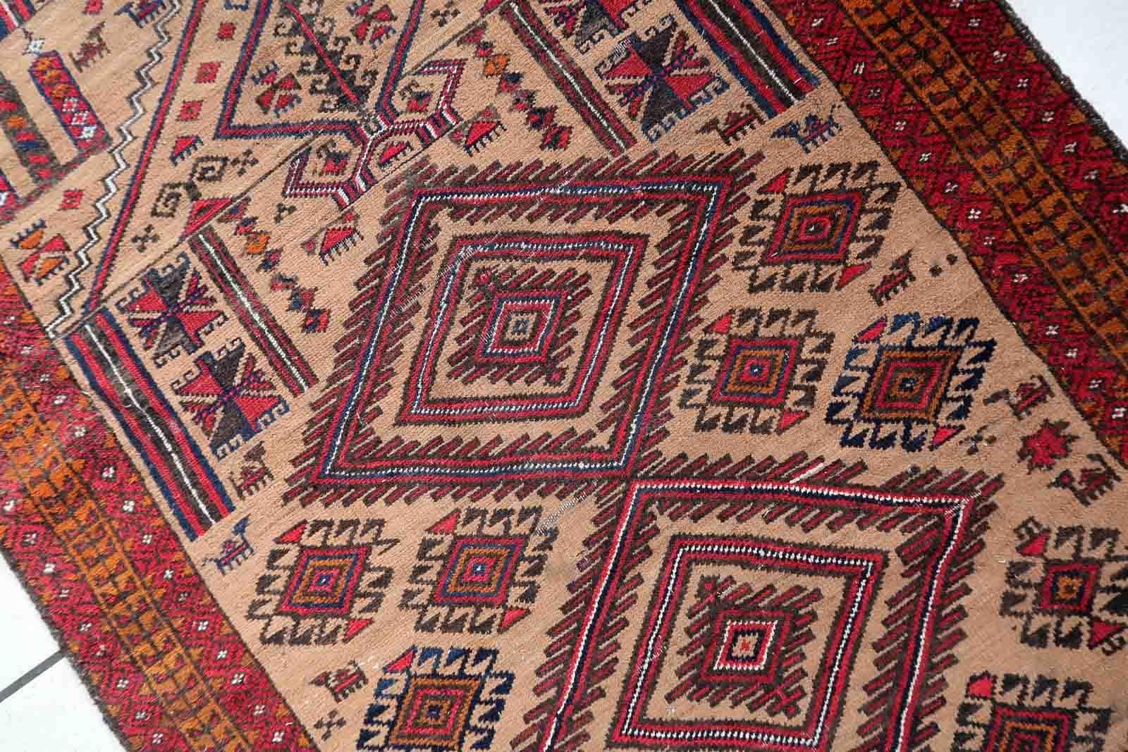 Handmade Antique Afghan Baluch Rug, 1920s, 1C1049 For Sale 3