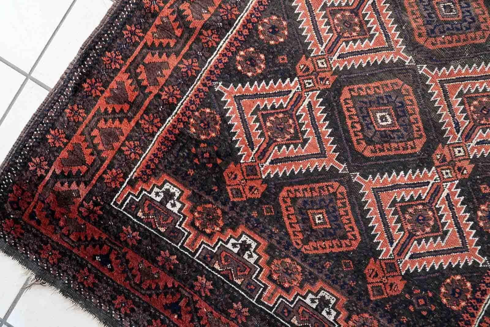 Handmade Antique Afghan Baluch Rug, 1920s, 1C1051 For Sale 4