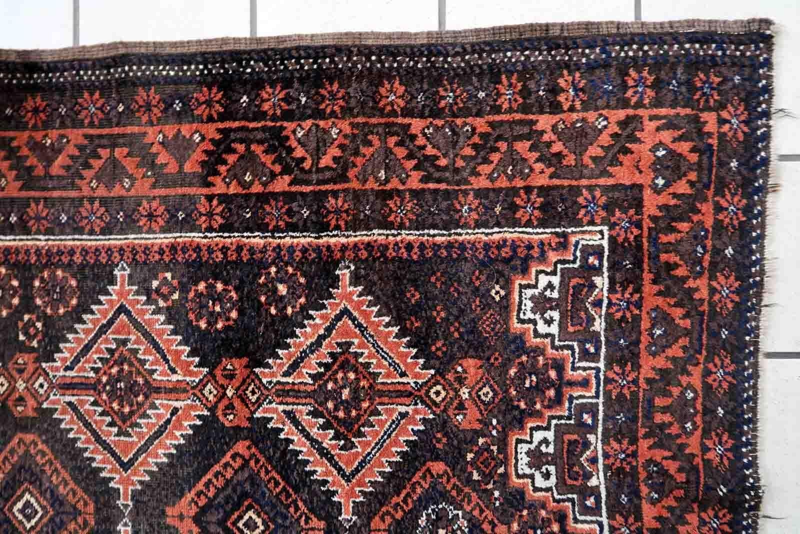 Handmade Antique Afghan Baluch Rug, 1920s, 1C1051 For Sale 5